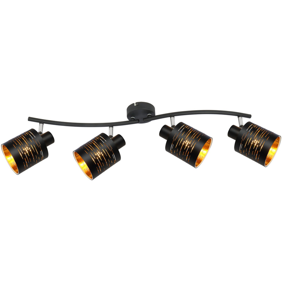 Globo LED-Strahler Tunno Deckenlampe aus Metall in Schwarz und Gold/Messing mit E14 Fassung - Bild 2