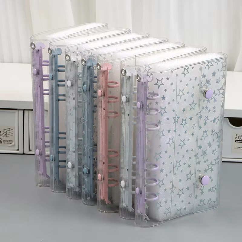 A6 Budget Binder mit klarer Glitter PVC Abdeckung in Pink als nachfüllbares Notebook und Organizer für Fotos und Planer - Bild 2