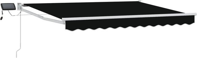vidaXL Manuelle Gelenkarmmarkise mit LED-Beleuchtung in Schwarz, B: 300 cm, T: 250 cm - Bild 1