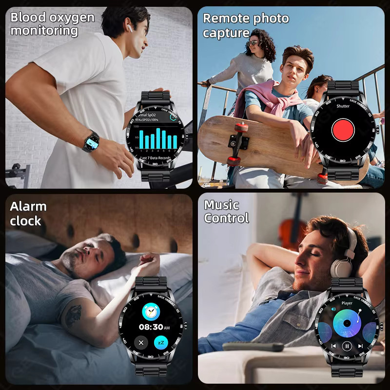 LIGE Smartwatch, Edelstahl, Blau, Unisex - Bild 4