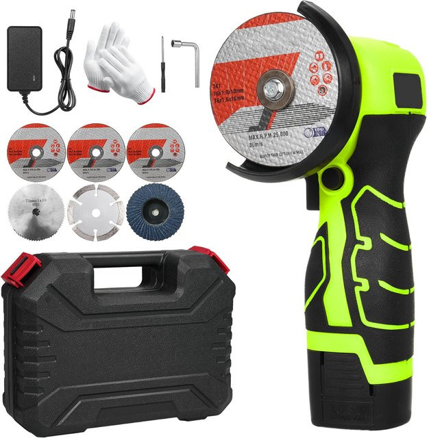 Aimo Akku-Winkelschleifer Mini-Schleifgerät mit 7000 U/min, 16,8 V 2000 mAh Akku und 6 Blades, Multicolour - Bild 1