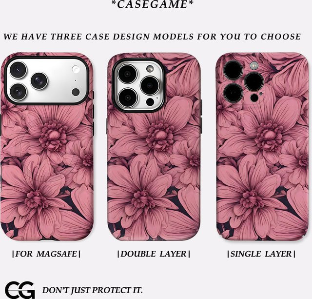 Potdemiel Handyhülle Blush Dahlia Tide für iPhone 17 16 15 14 13 12 11 Pro Max Plus mit doppelschichtiger Rückseite in Pink - Bild 1