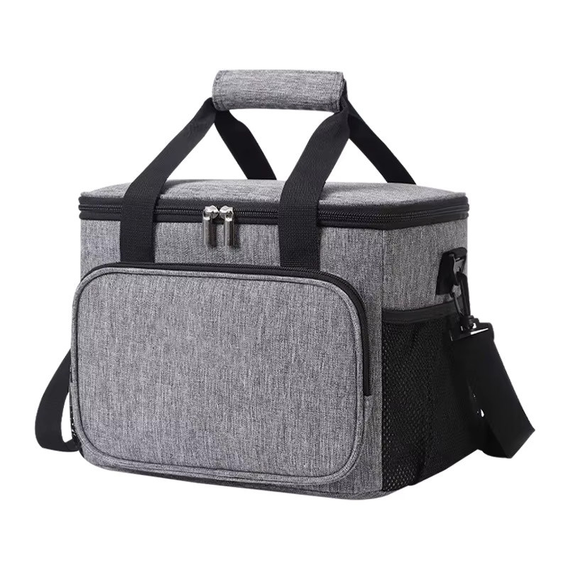 Thermoisolierte Lunchbox von xierya mit Kühlakku in Grau, 10 l Volumen, als Umhängetasche für Picknick und Camping - Bild 3