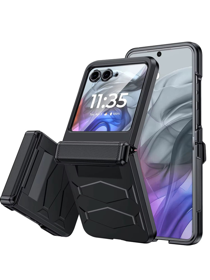Motorola Razr Handyhülle mit robustem Scharnierschutz und rutschfester Textur in Schwarz - Bild 7