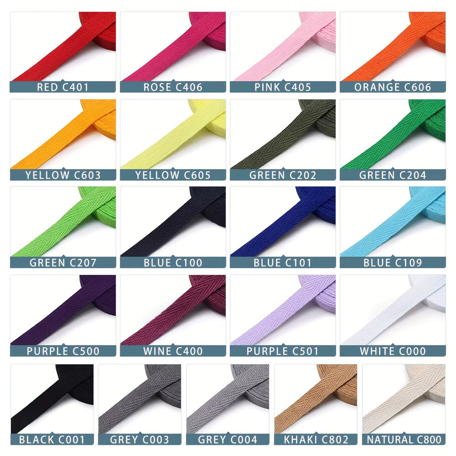 ZD031-10 Chevron-Baumwollband Set mit 21 Farben, 10 mm Breite, 2 Yards pro Farbe, Mehrfarbiges Gurtband und Spitzenbesatz für DIY-Projekte - Bild 3