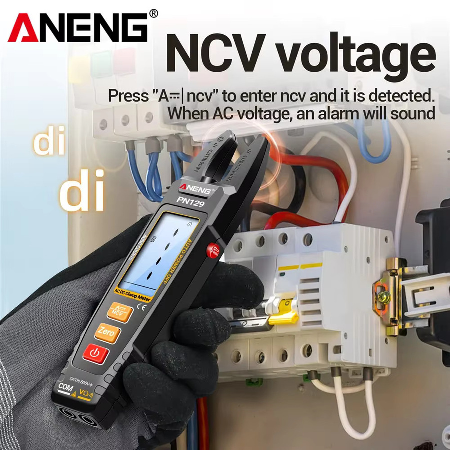 ANENG PN129 Zangenamperemeter Smart-Multimeter mit 4000 Anzeigen, berührungsloser AC/DC-Spannungsmessung bis 600V, Widerstandsmessung und NCV-Sensor-Detektion in Schwarz - Bild 3