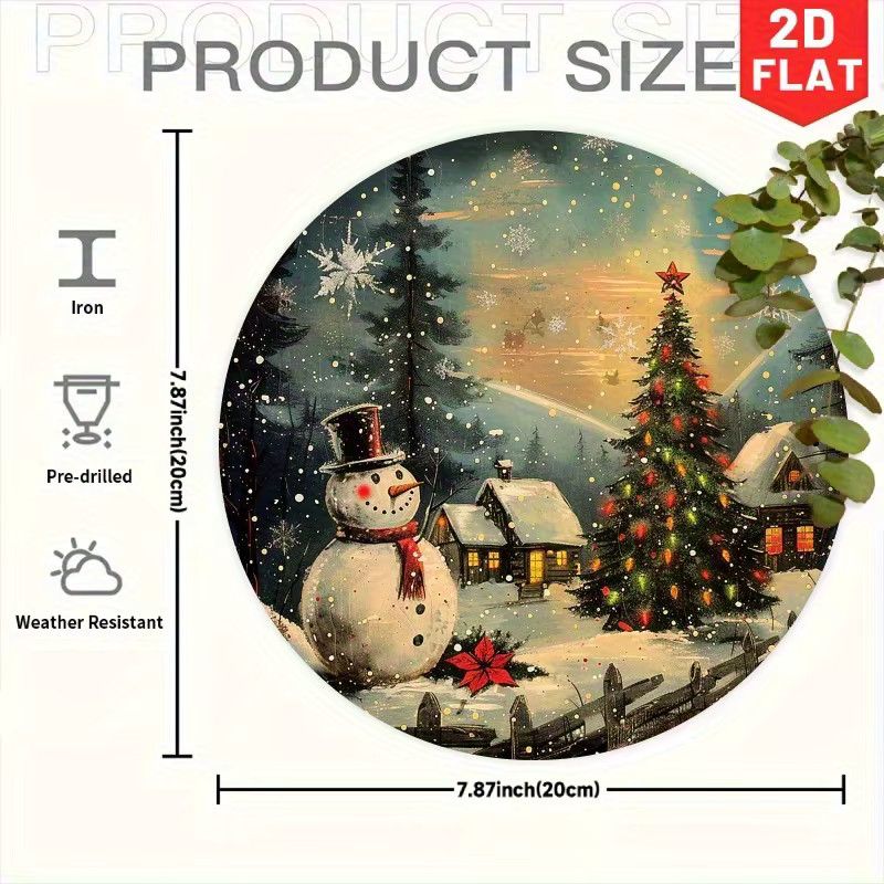 Potdemiel Retro Wanddekoration Schneemann Winter Wunderland aus Metall, Durchmesser: 20 cm, Multicolor - Bild 2
