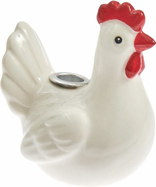 Rico Design Keramik Kerzenhalter Huhn in Weiß für Osterdekoration - Bild 1