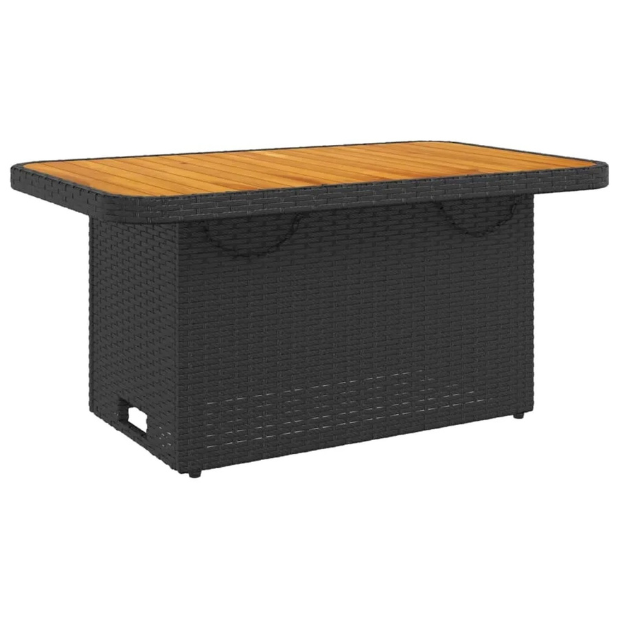 vidaXL Gartentisch aus Poly-Rattan und Akazienholz in Schwarz und Braun, B/T/H: 90 x 55 x 71 cm - Bild 2