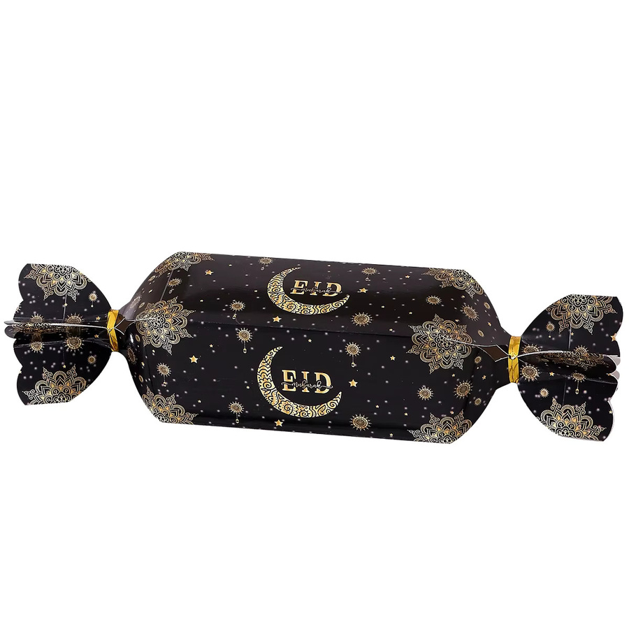 5 luxuriöse Eid-Geschenktüten mit goldenen Hängelaternen-Designs und Bandverschluss in Gold und Weiß für Datteln, Süßigkeiten und kleine Geschenke - Bild 6