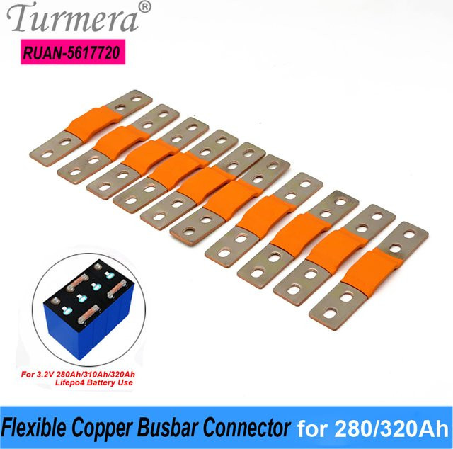 Turmera 12V Sammelschiene für LiFePO4-Batterien mit flexiblem Kupferanschluss, Farbe: Silber, B/T/H: 90 x 56 x 2 mm, 400 A, passend für 280 Ah und 320 Ah Batterien - Bild 1