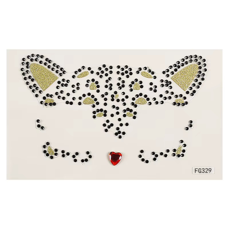 JCSYFAC Gesicht Aufkleber Nette Katze 3D Acryl Strass, Unisex - Bild 2