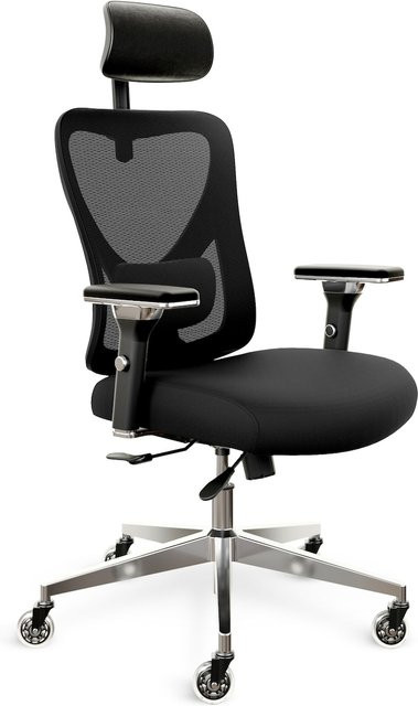 CLOUVOU CleverSeat Ergonomischer Bürostuhl mit Kopfstütze und Armlehnen in Schwarz - Bild 1