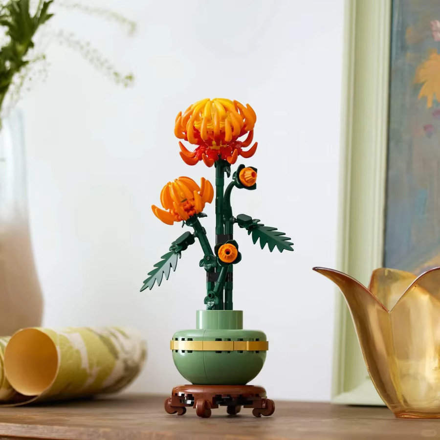 MOC Chrysanthemen-Topfpflanze als modernes Deko-Ornament in Orange für dein Heim - Bild 2