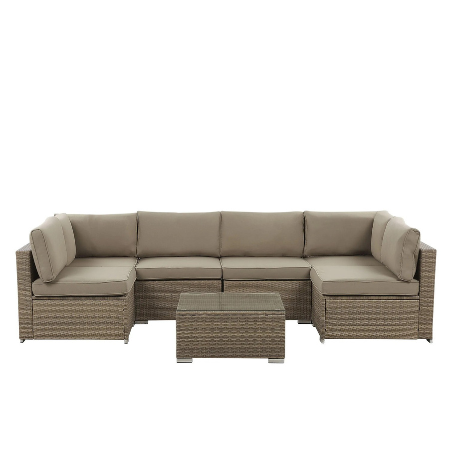 Beliani Lounge Set BELVEDERE in Braun und Beige mit Polsterung und Aluminiumgestell, B/T/H: 280 x 140 x 63 cm - Bild 2