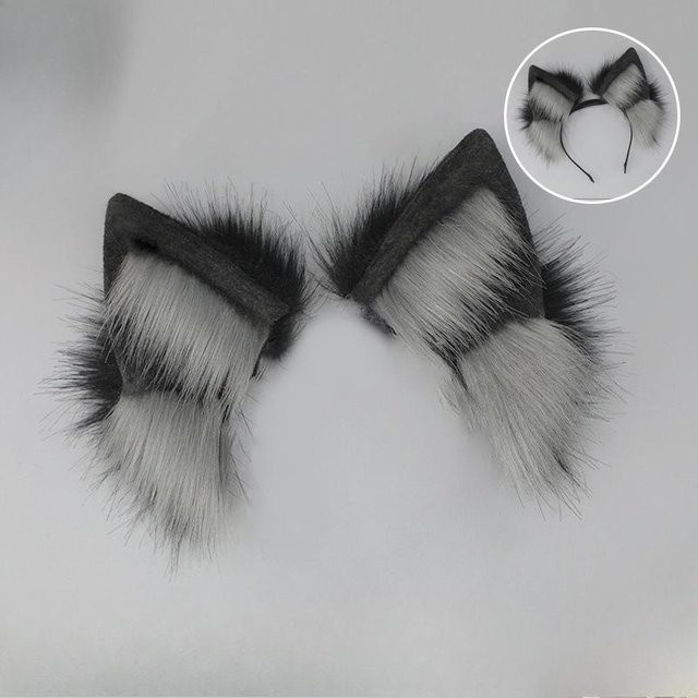 YIRAN Fuchsohren Stirnband, Plüsch / Textil, Schwarz - Bild 1