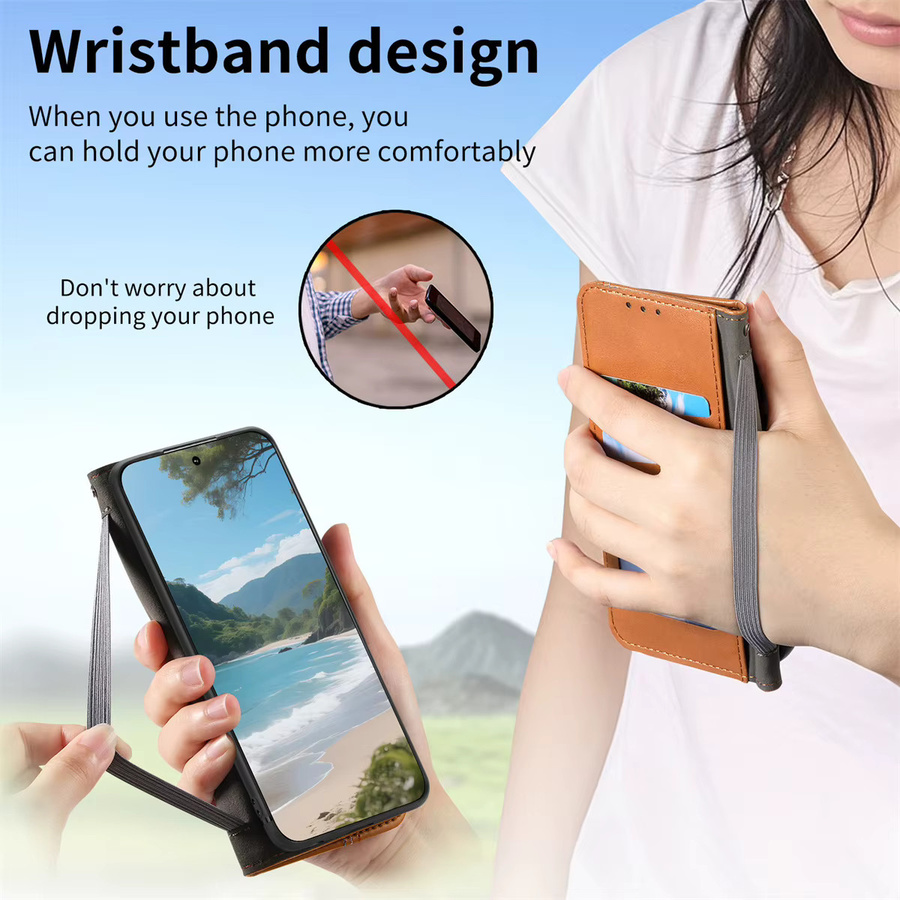 Retro Leder Flip Wallet Handyhülle mit Kartenfächern für Samsung Galaxy S25 Edge Ultra S24 FE A55 A35 A25 A15 A05 A06 A16 A26 A56 A36 in Braun - Bild 4