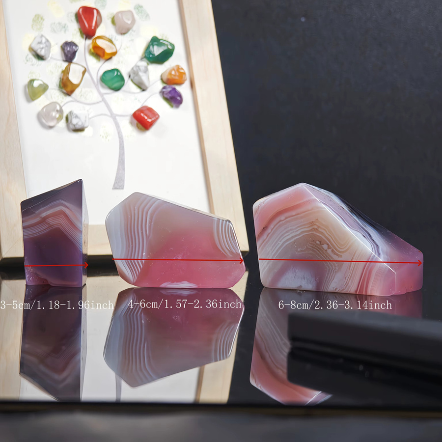 CrystalHola Gelee-Achat Freiform in Rosa mit Streifen und Blasen im Inneren - Bild 2