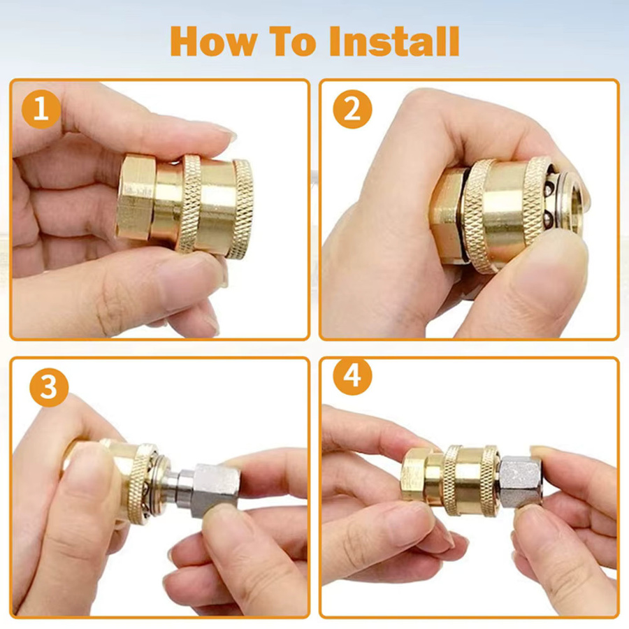 Kaikarai Hochdruckreiniger-Kupplungen 1/4 Zoll Schnellanschluss Adapter Set mit männlichen und weiblichen Verbindungsstücken für Garten und Bewässerung - Bild 2