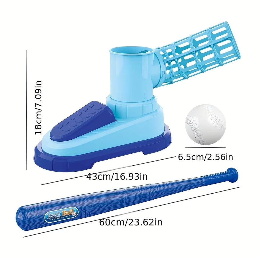 DOLLRI STARRI T-Ball-Set, Kleinkind-Baseball-Set, mit Step-On-Pitching-Maschine, Pop-Up-Bälle, Outdoor - Bild 2