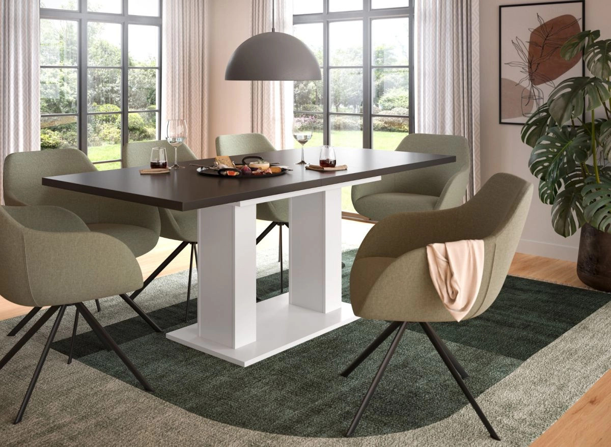 Inn.Furn Esstisch ausziehbar in Grau und Weiß, modern und rechteckig - Bild 3