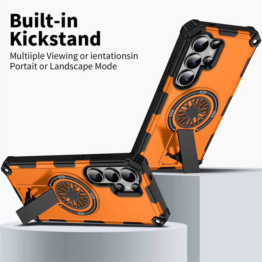 Xeber Armor Matte Magnetische Stoßfeste Standhalterung Hülle für Samsung Galaxy S26 Ultra S25 Edge S24 Plus FE A56 A36 A26 A16 A06 Cover in Blau und Orange - Bild 2
