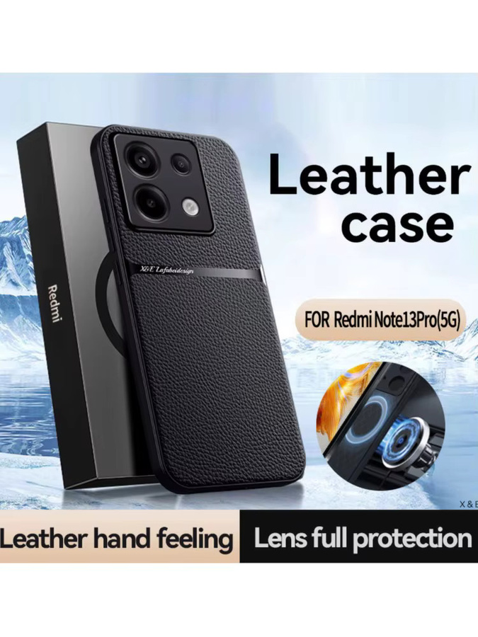 Luxus Lederhülle mit MagSafe Magnet für Xiaomi POCO M7 Pro X7 Pro M6 F7 F6 X5 Pro in Schwarz, stoßfeste matte Schutzhülle - Bild 5