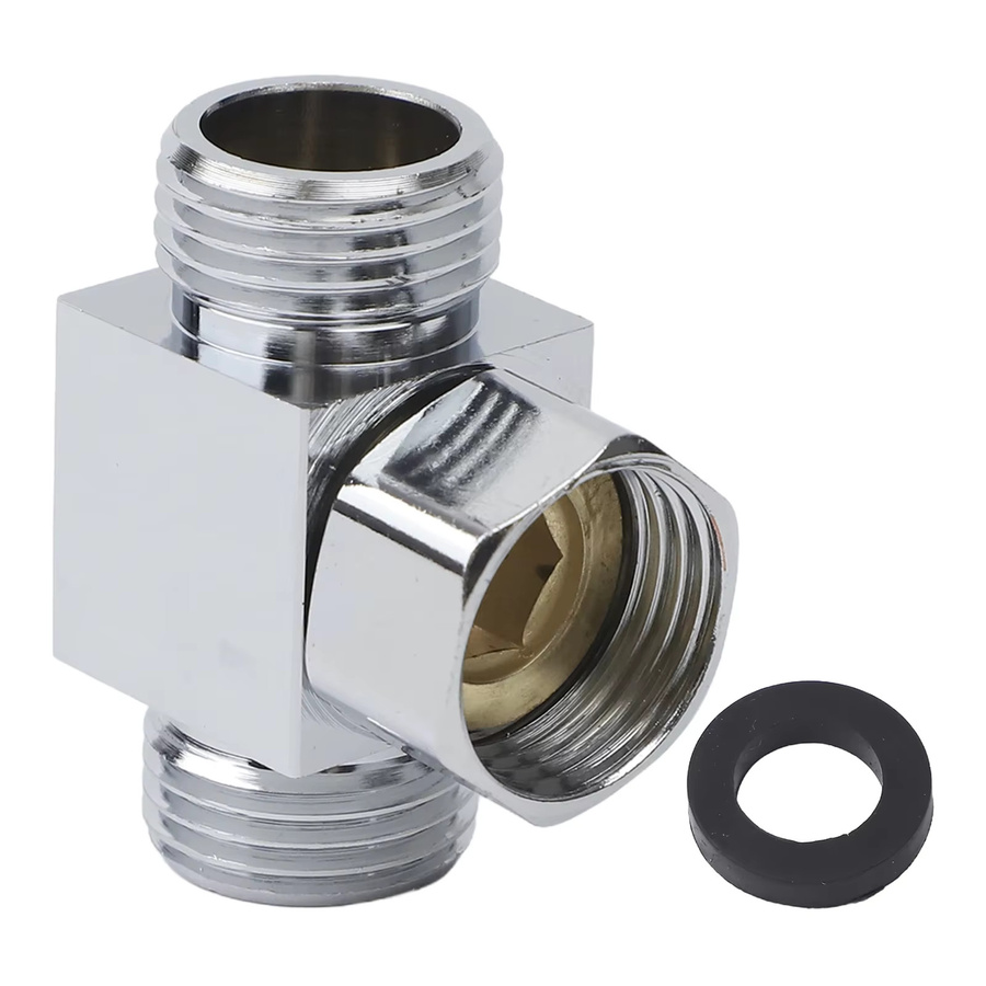 3-Wege-Wasserhahn-Splitter aus Messing in Silber als Duschadapter für dein Badezimmer - Bild 3