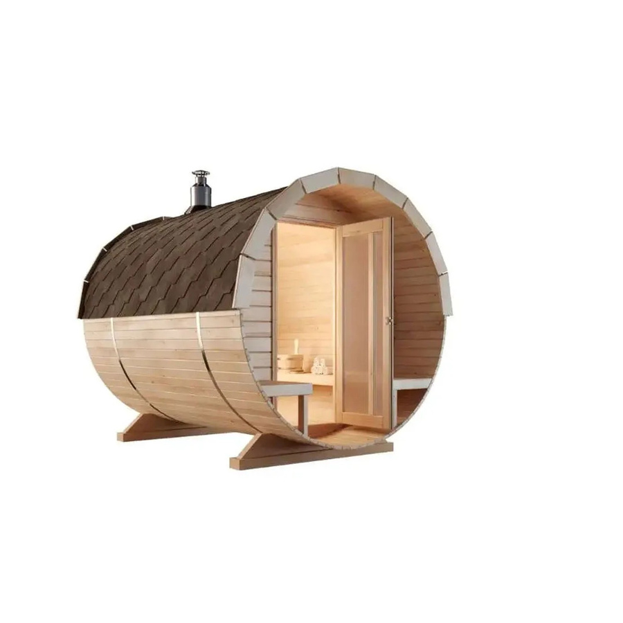 Finntherm Fasssauna Carrie aus Fichte in Naturbelassen, Durchmesser: 215 cm, Tiefe: 280 cm - Bild 2