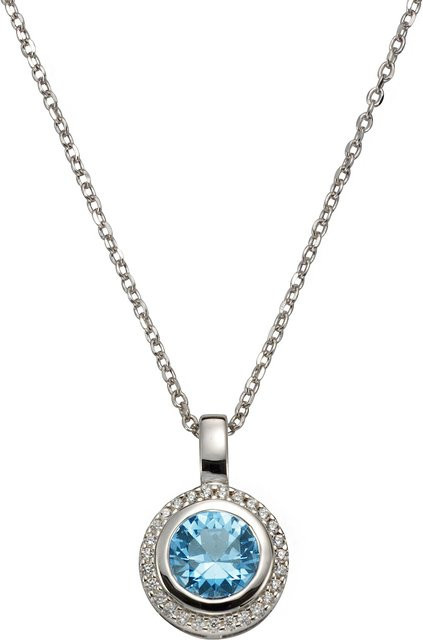 Celesta Anhänger mit Kette, 925 Silber, Zirkonia, sy. Blautopas, Unisex - Bild 1