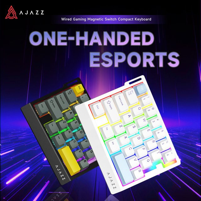 Ajazz AK029 Mechanische Mini-Tastatur mit Magnetschaltern in Weiß - Bild 1