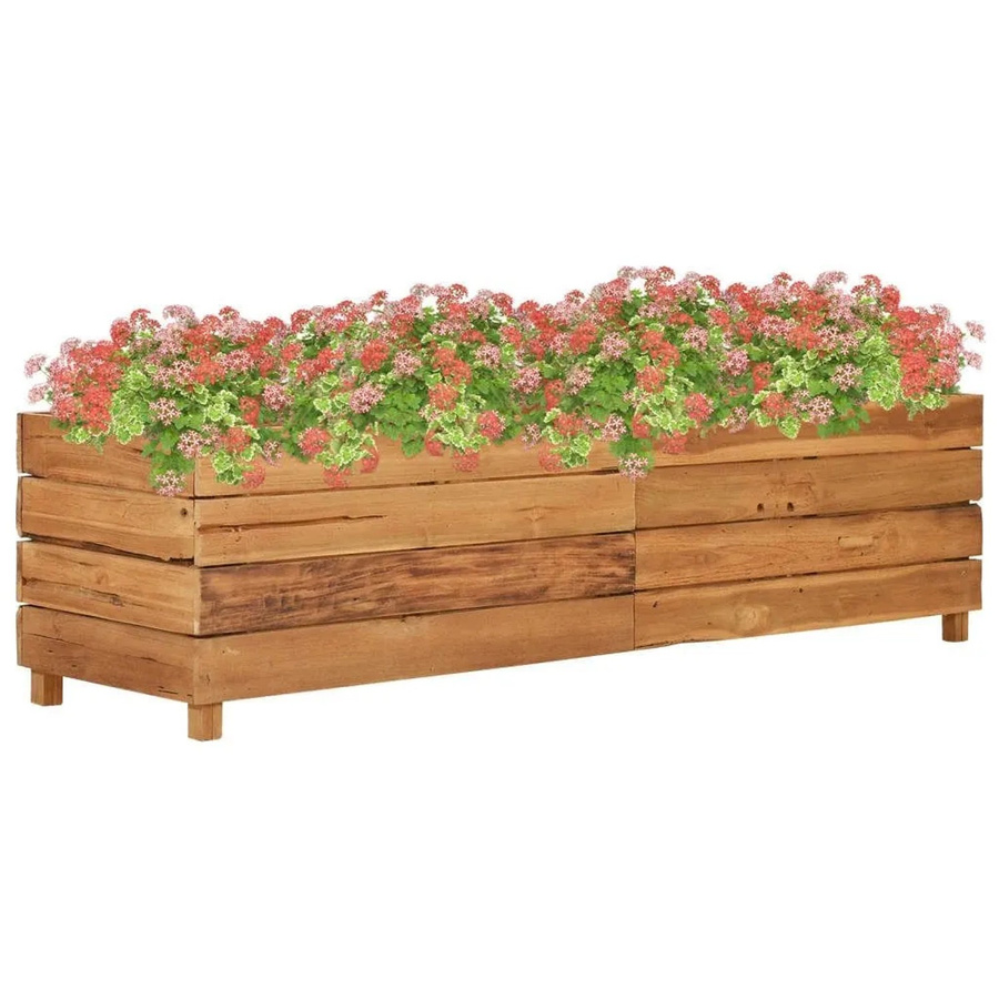 vidaXL Tischbett aus Teak-Altholz und Stahl in Braun, B/T/H: 150 x 40 x 38 cm - Bild 2