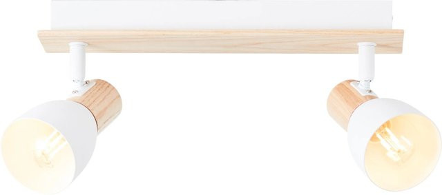 Brilliant Spotbalken Daintree 2-flammig in Weiß und Natur aus Holz und Metall - Bild 1