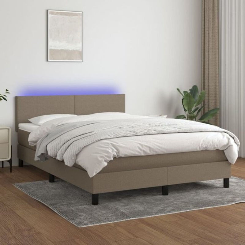 vidaxl Boxspringbett mit Matratze in Taupe meliert, Stoff, B/T: 140 x 200 cm - Bild 1