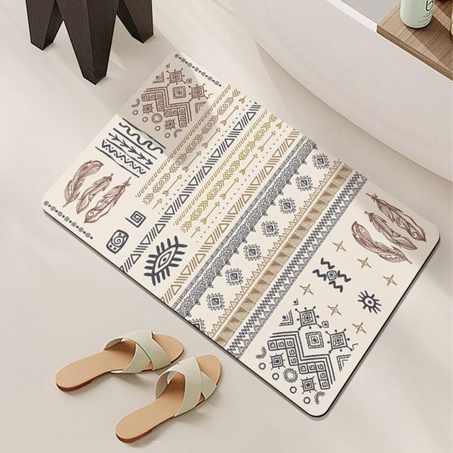 Yiran Furniture Badematte aus Kieselgur in Beige, rutschfest und schnelltrocknend, B/T: 60 x 40 cm - Bild 1