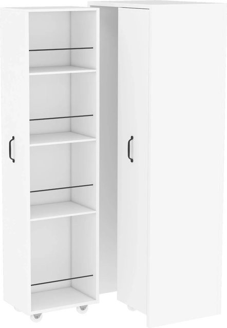 Merax Erweiterbares Bücherregal in Weiß mit Rollen aus MDF und Metall - Bild 1