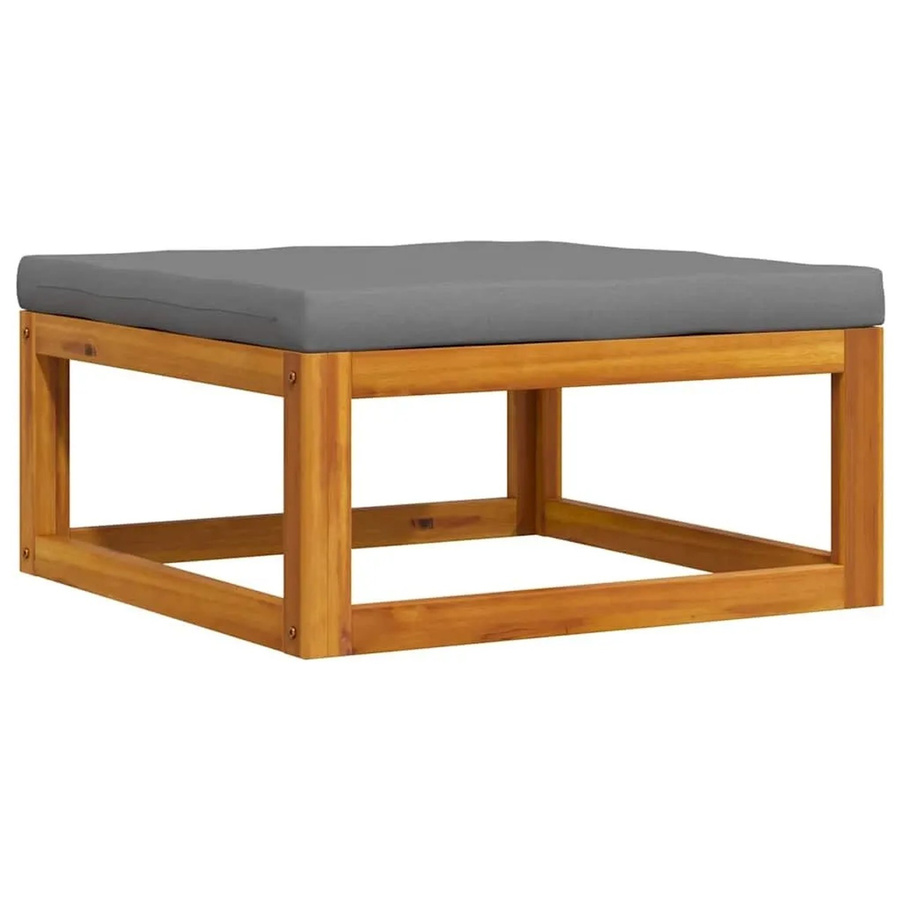 vidaXL Fußhocker aus Akazie Massivholz mit dunkelgrauem Polster für den Garten und Außenbereich B/T/H: 68 x 34 x 29 cm - Bild 2