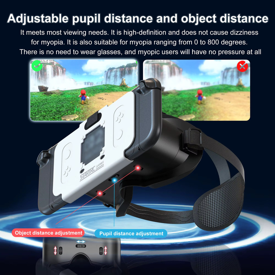 DEVASO 3D High-Definition VR-Brille Augenmaske Zubehör für die neue Nintendo Switch 2 Spielkonsole 2025 in Schwarz, Blau oder Weiß - Bild 4