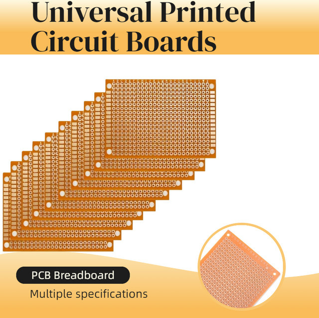 WLMLBWCJ Einseitige Universal Leiterplatten PCB Breadboard Protoboard DIY Set, Farbe: Gelb, Maße: 5 x 7 cm, 7 x 9 cm, 9 x 15 cm, Lochabstand: 2,54 mm - Bild 1