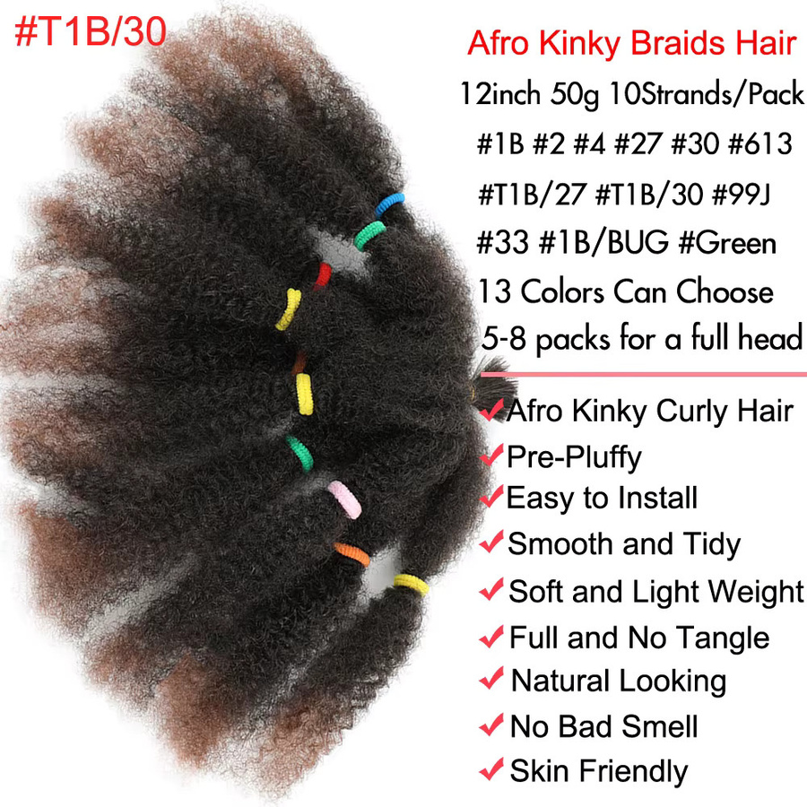 Afro Pervers Marley Twists Synthetisches Flechthaar, 12 Zoll, Ombre - Bild 1