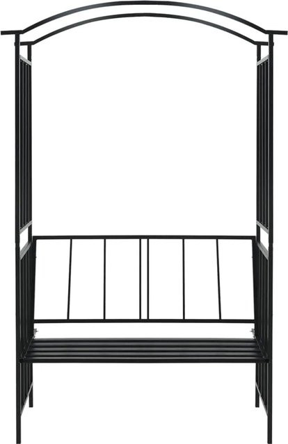 vidaXL Rosenbogen mit Bank aus Eisen in Schwarz, B/T/H: 128 x 50 x 207 cm - Bild 1