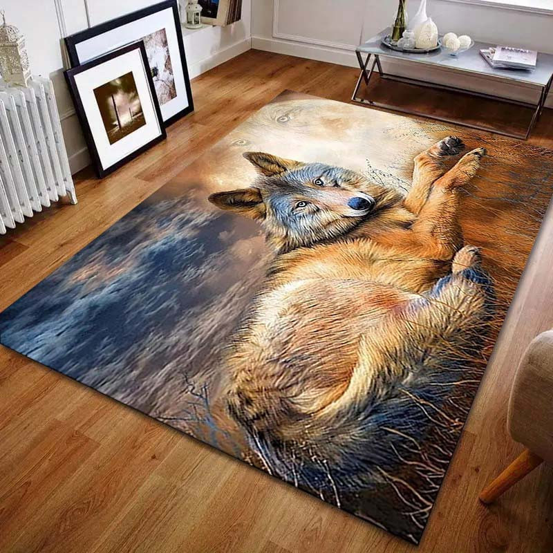 UQIDEHOME Vintage Art Wolf Teppich, Mehrfarbig, B/T: 80 x 50 cm - Bild 3
