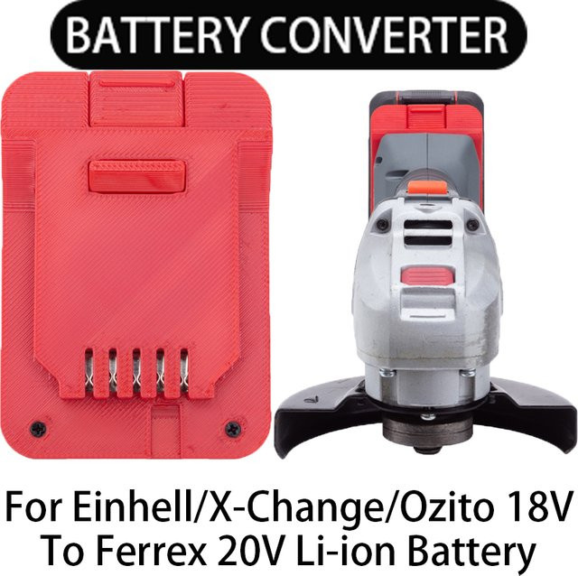 Einhell Akku-Adapter zur Nutzung von Ferrex 20V Energy Li-Ion-Werkzeugen mit Einhell Power X-Change und Ozito 18V Li-Ionen-Akkus, Farbe: Rot - Bild 1