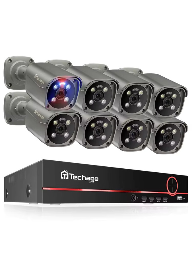 Techage 8CH POE Sicherheitsüberwachungssystem mit 5MP und 8MP 4K HD IP Kit, Gesichtserkennung, Zwei-Wege-Audio und H.265 Outdoor-Videoüberwachung - Bild 6