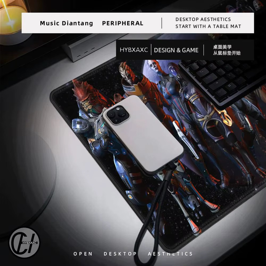 HYBXAXC Gamer Gaming Mauspad Mass Effect aus weichem Gummi, Anti-Rutsch Schreibtischunterlage in Schwarz und Multicolour - Bild 2