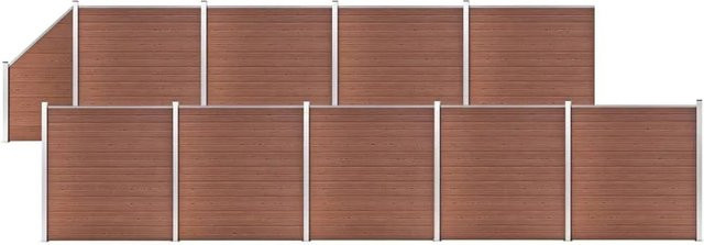 vidaXL WPC Zaun-Set aus Aluminium in Braun mit 9 Quadraten und 1 Schräge, B/H: 1657 x 186 cm - Bild 1