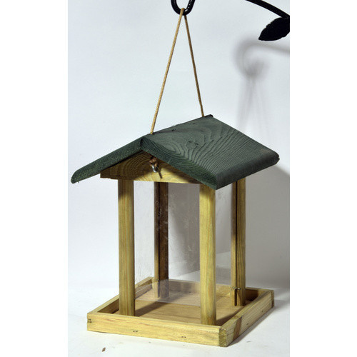 DOBAR Vogelfutterhaus aus Kiefernholz und Kunststoff in Natur/Grün-Braun - Bild 3