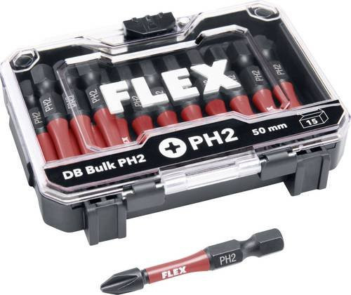 Flex DB Bulk PH2-50mm Bit-Set in Rot, 15 Stück - Bild 1