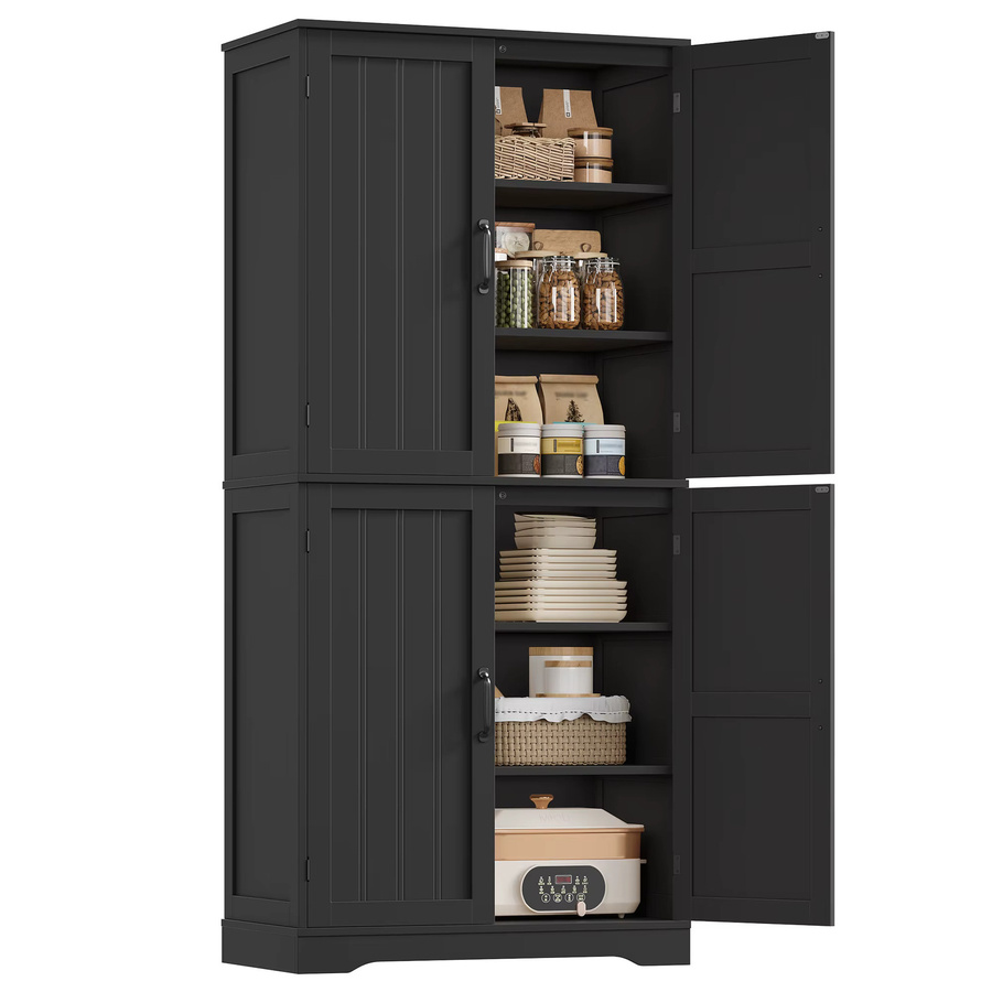 Getone Küchenschrank Hochschrank in Schwarz Matt mit 4 Türen, B/T/H: 80 x 40 x 180 cm - Bild 2