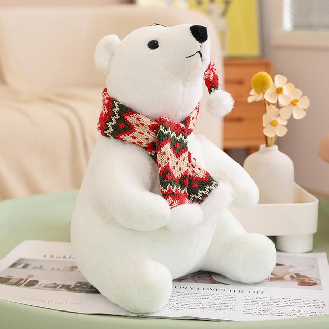 Weißer Weihnachts-Eisbär-Puppe, Plüschtier, 30cm - Bild 1
